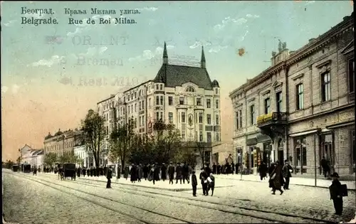 Ak Beograd Belgrad Serbien, Rue de Roi Milan