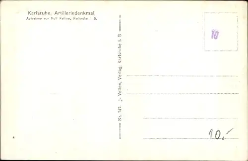 Ak Karlsruhe, Artilleriedenkmal am Schloßgarten