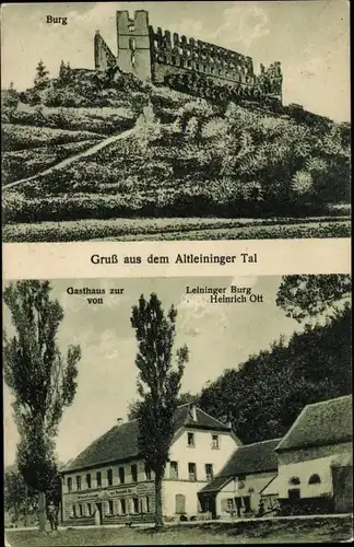 Ak Altleiningen in der Pfalz, Gasthaus zur Leininger Burg, Burgruine, Altleininger Tal