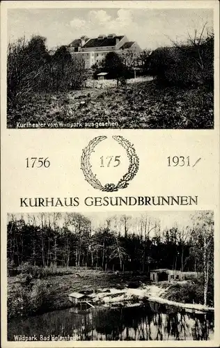 Ak Helmstedt in Niedersachsen, Kurhaus Gesundbrunnen, Wildpark, Kurtheater