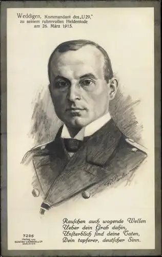 Ak Otto Weddigen, Marineoffizier, Kapitänleutnant, Portrait
