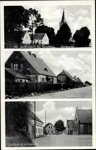 Ak Jaszów Nieder Seifersdorf Seiffersdorf Grodków Grottkau Schlesien, Siedlung, Schule