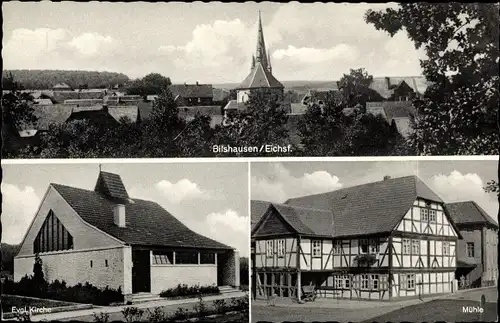 Ak Bilshausen in Niedersachsen, Mühle, Evangelische Kirche