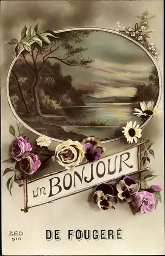 Ak Fougeré Maine-et-Loire, Wasserpartie, Blumen