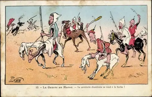 Künstler Ak Neri, Marokko, La Guerre au Maroc, la cavalerie dissidente se rend a la harka