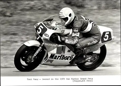 Foto Motorrad, Toni Mang, Honda, 1985 San Marino Grand Prix