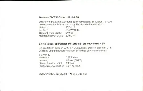 Foto Motorrad BMW K-Reihe, K 100 RS