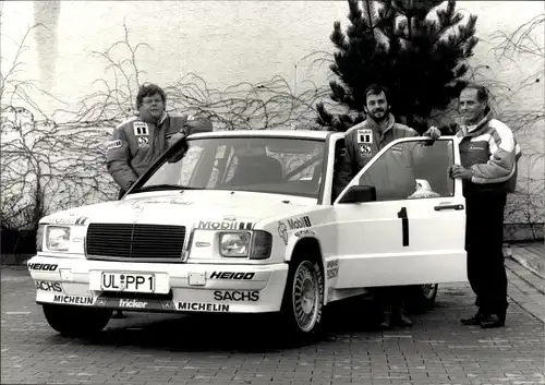 Foto Rallye Team Mercedes Fricker, Teamchef Fricker, Fahrer Harald Demuth, Christian Fellinger