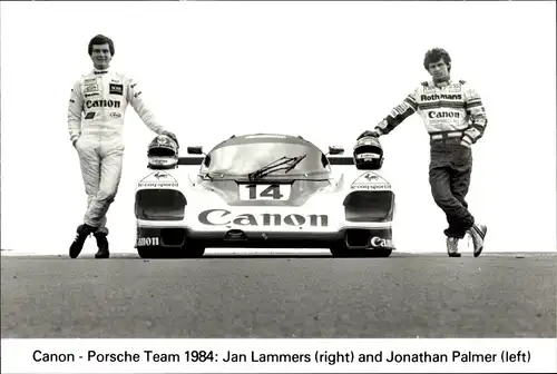 Foto Canon Porsche Team 1984, Jan Lammers, Jonathan Palmer, Rennfahrer, Rennwagen