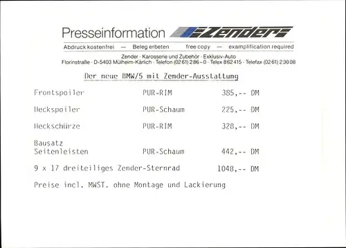 Foto Auto, BMW 5 mit Zender Ausstattung
