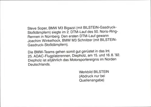 Foto Steve Soper, BMW M3 Bigazzi, 2. DTM Lauf des 50. Noris-Ring-Rennen in Nürnberg