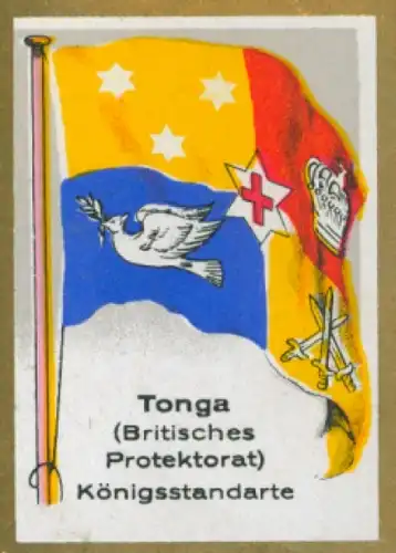 Sammelbild Ulmenried Fahnenbilder Nr. 399, Tonga, Britisches Protektorat, Königsstandarte