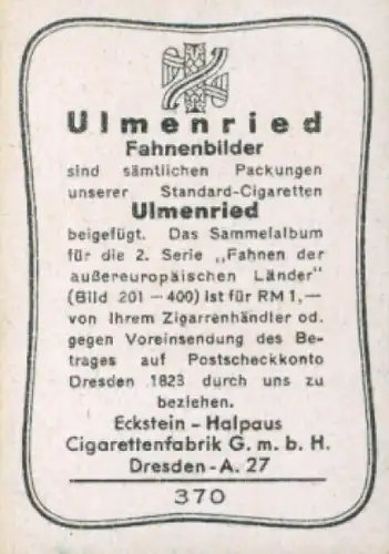 Sammelbild Ulmenried Fahnenbilder Nr. 370, Britisches Reich, Palästina, Handelsflagge