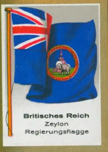 Sammelbild Ulmenried Fahnenbilder Nr. 368, Britisches Reich, Ceylon, Regierungsflagge