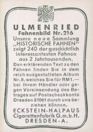 Sammelbild Ulmenried Fahnenbilder Nr. 216, Päpstliche Kriegsflagge