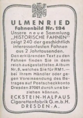 Sammelbild Ulmenried Fahnenbilder Nr. 194, Fahne des mexikanischen Aufstandes 1810