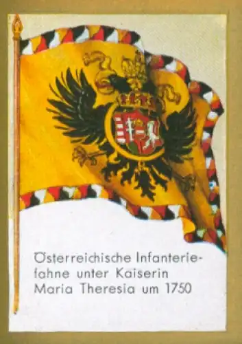 Sammelbild Ulmenried Fahnenbilder Nr. 145, österreichische Infanteriefahne, Maria Theresia, 1750