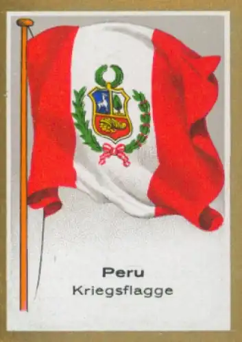 Sammelbild Ulmenried Fahnenbilder Nr. 356, Peru, Kriegsflagge