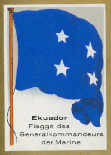 Sammelbild Ulmenried Fahnenbilder Nr. 328, Ecuador, Flagge des Generalkommandeurs der Marine