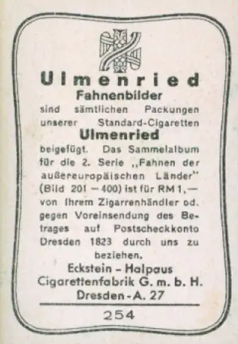 Sammelbild Ulmenried Fahnenbilder Nr. 254, Sarawak, Handelsflagge