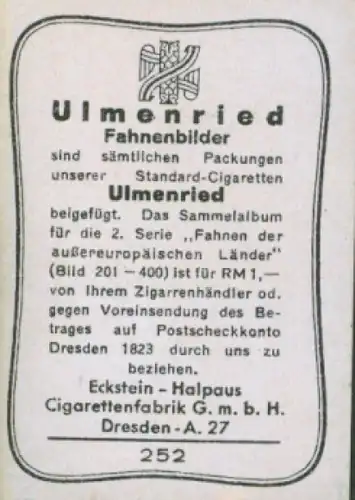 Sammelbild Ulmenried Fahnenbilder Nr. 252, Malaienstaaten, Trengganu, Staatsflagge