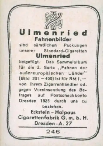 Sammelbild Ulmenried Fahnenbilder Nr. 246, Malaienstaaten, Negri-Sembilan, Staatsflagge