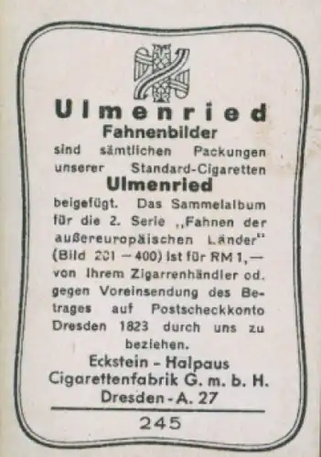 Sammelbild Ulmenried Fahnenbilder Nr. 245, Malaienstaaten, Kedah, Nationalflagge