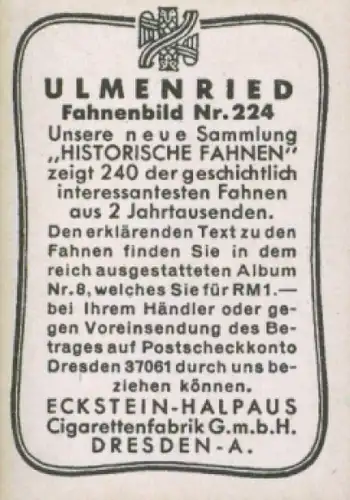 Sammelbild Ulmenried Fahnenbilder Nr. 224, Deutsche Kaiserstandarte 1871