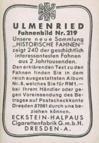 Sammelbild Ulmenried Fahnenbilder Nr. 219, Flagge der Stadt Frankfurt