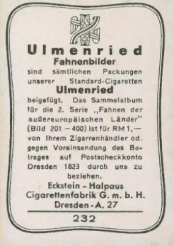 Sammelbild Ulmenried Fahnenbilder Nr. 232, Siam, Königsstandarte