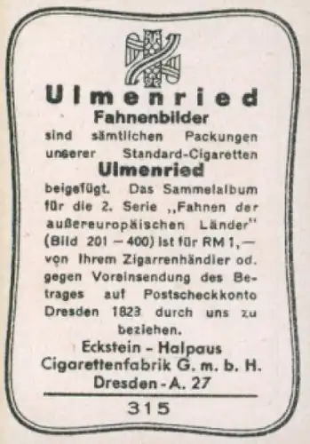 Sammelbild Ulmenried Fahnenbilder Nr. 315, Haiti, Handelsflagge