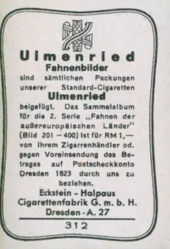 Sammelbild Ulmenried Fahnenbilder Nr. 312, El Salvador, Handelsflagge