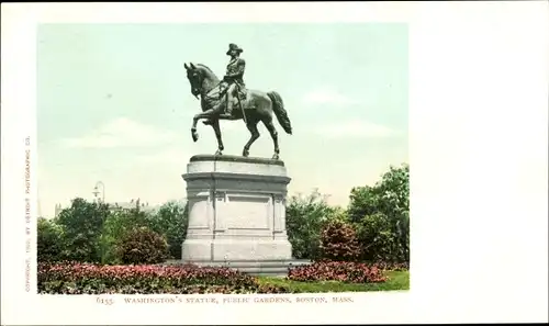 Ak Boston Massachusetts USA, öffentliche Gärten, Washington-Statue