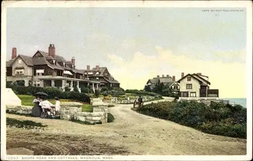 Ak Magnolia Gloucester Massachusetts USA, Shore Road und Cottages