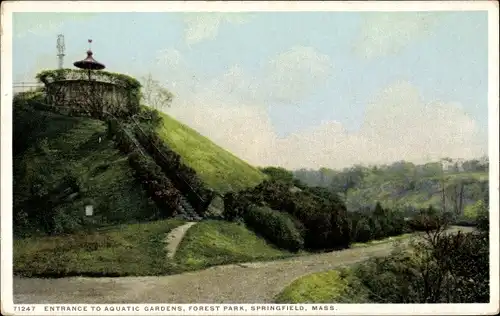 Ak Springfield Massachusetts USA, Forest Park, Eingang zu den Aquatic Gardens