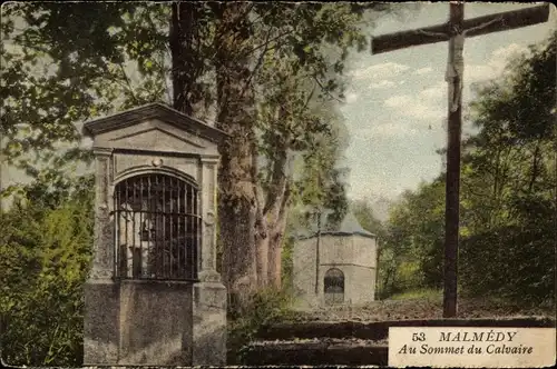 Ak Malmedy Wallonie Lüttich, Auf dem Gipfel des Kalvarienbergs