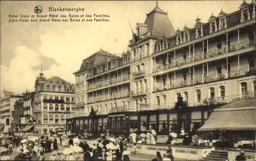 Ak Blankenberghe Blankenberge Westflandern, Hotel Stein, Grand Hotel des Bains et des Familles