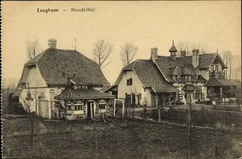 Ak Izegem Westflandern, Mandelhof, Wohnhäuser mit Garten