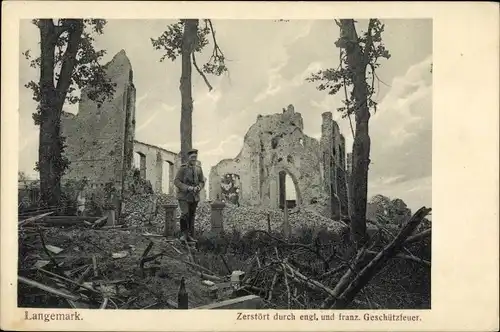 Ak Langemarck Langemark Poelkapelle Westflandern, Kriegszerstörung 1. WK