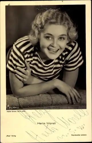 Ak Schauspielerin Herta Worell, Portrait, Autogramm