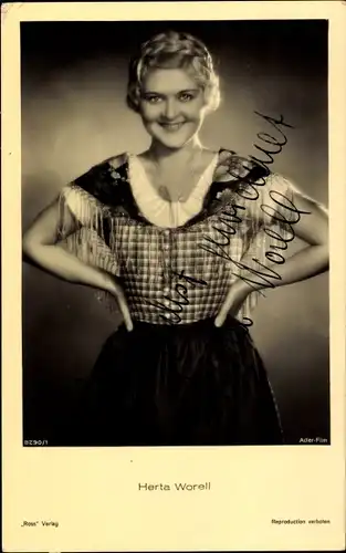 Ak Schauspielerin Herta Worell, Portrait, Autogramm