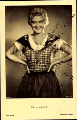 Ak Schauspielerin Herta Worell, Portrait, Autogramm