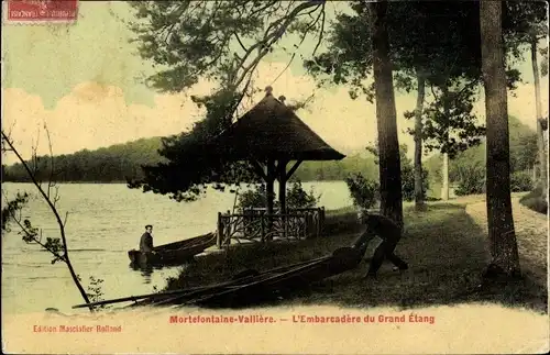 Ak Mortefontaine Vallière Oise, Embarcadere du Grand Etang