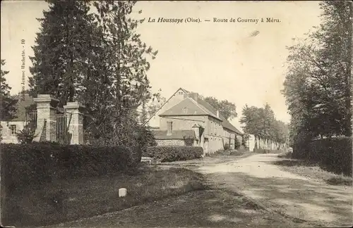 Ak La Houssoye Oise, Straße von Gournay nach Meru