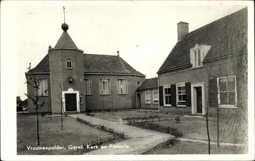 Ak Vrouwenpolder Walcheren Zeeland Niederlande, Geref. Kerk., Pastorie