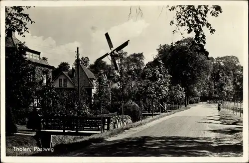 Ak Tholen Zeeland Niederlande, Postweg, Windmühle