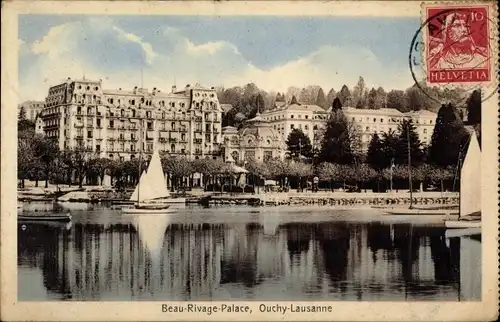 Ak Ouchy Lausanne Kanton Waadt, Beau-Rivage-Palace