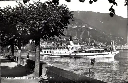 Ak Clarens Montreux Kanton Waadt, vue sur Montreux, M.S. Vevey