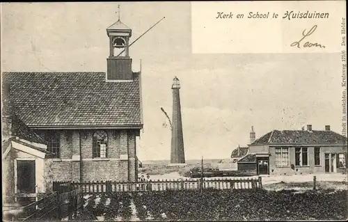 Ak Huisduinen Den Helder Nordholland Niederlande, Kerk, School