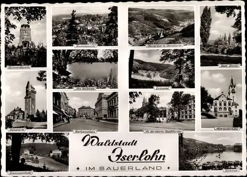 Ak Iserlohn im Märkischen Kreis, Seilersee, Alexanderhöhe, Danzturm, Bismarckturm, Franzosenhohl